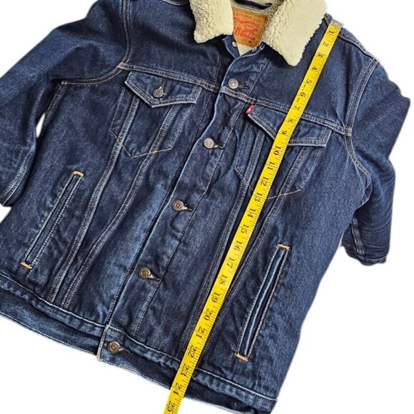 Levi's Original Sherpa Denim Trucker Jacket, Blue, Jean, Button Up, Size Medium - Picture 5 of 11